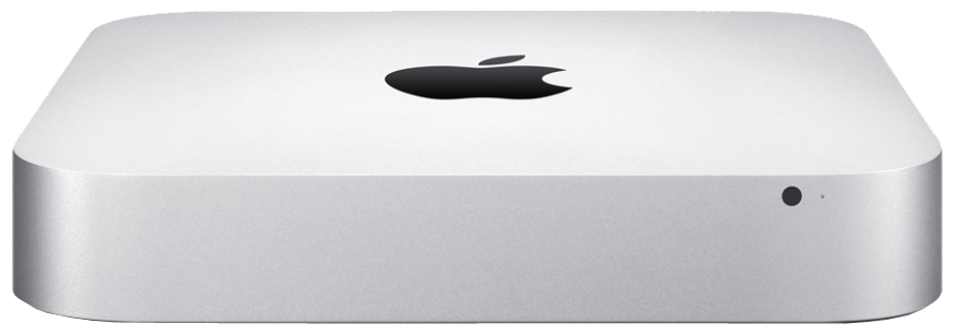 アップルのMac mini。一枚のアルミ板から削り出されたのボディには 継ぎ目がなく、Macらしいユニークなデザイン。