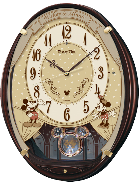 FW579B ミッキーとミニーの シルエットの飾り振り子が魅力 メロディ付き掛時計