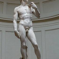 ミケランジェロ・ブオナローティ作
ルネサンス期を通じて最も卓越した作品の一つである。
古典ギリシアの彫刻の気風を受け継いだ美しい肉体に、不滅の魂と威厳をつけ加えている。
ミケランジェロが1501年から制作を開始し、1504年9月8日に公開した彫刻作品である。